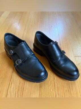 Vera Pelle Black Double Monk Strap Flats